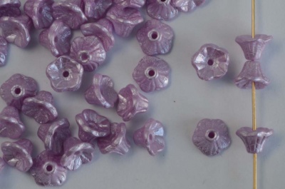 Flower Cup Purple Alabaster Pastel Lt Lila 02010-25011 Czech Glass Bead x 25